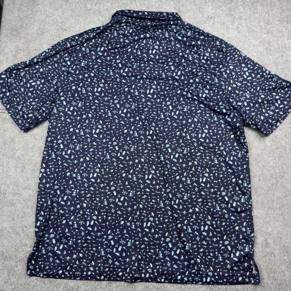 Jack Nicklaus Mens Large Navy Blue Beach Print Eco Choice Golf Polo Shirt - Picture 7 of 9